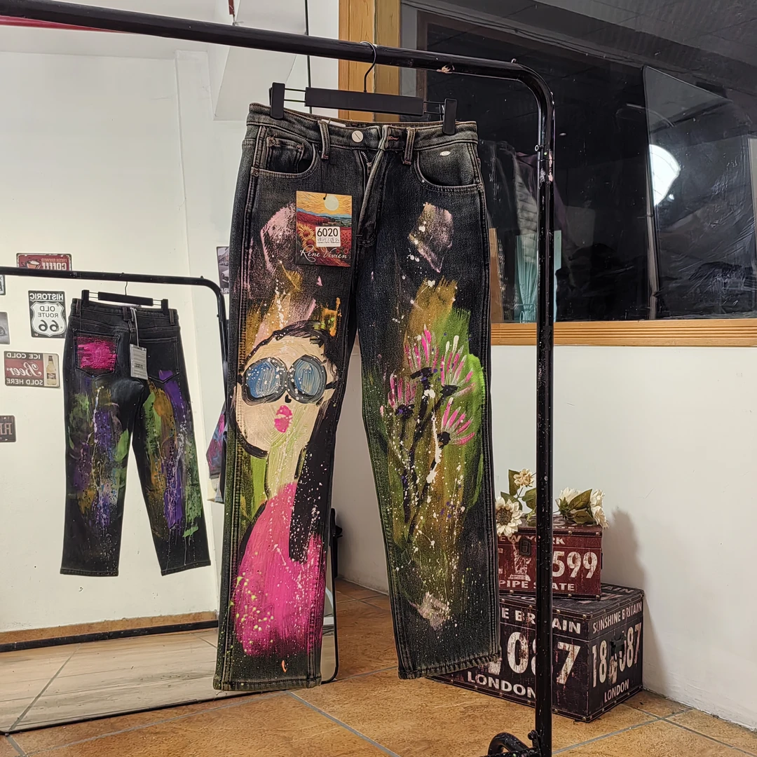 27码牛仔裤买二送-原创潮牌手绘新款个显瘦加绒牛仔裤