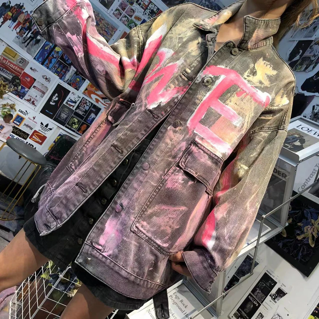 F001-原创手绘涂鸦潮牌时尚潮流女装个性小众时尚装男女同款