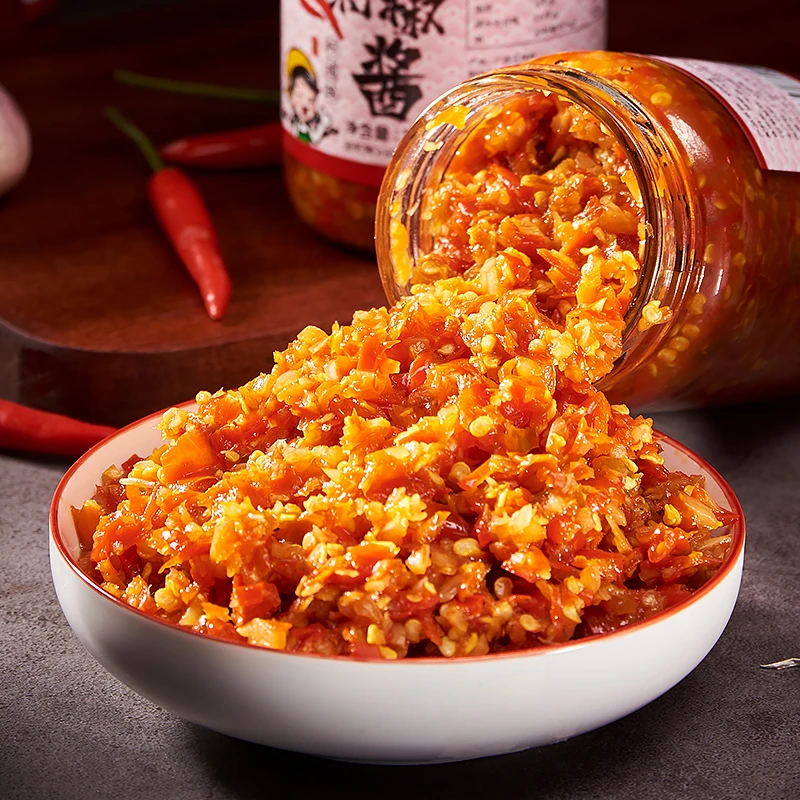广西特产农家剁椒酱318g/瓶中辣柠檬味下饭菜拌饭手工香辣彩椒酱