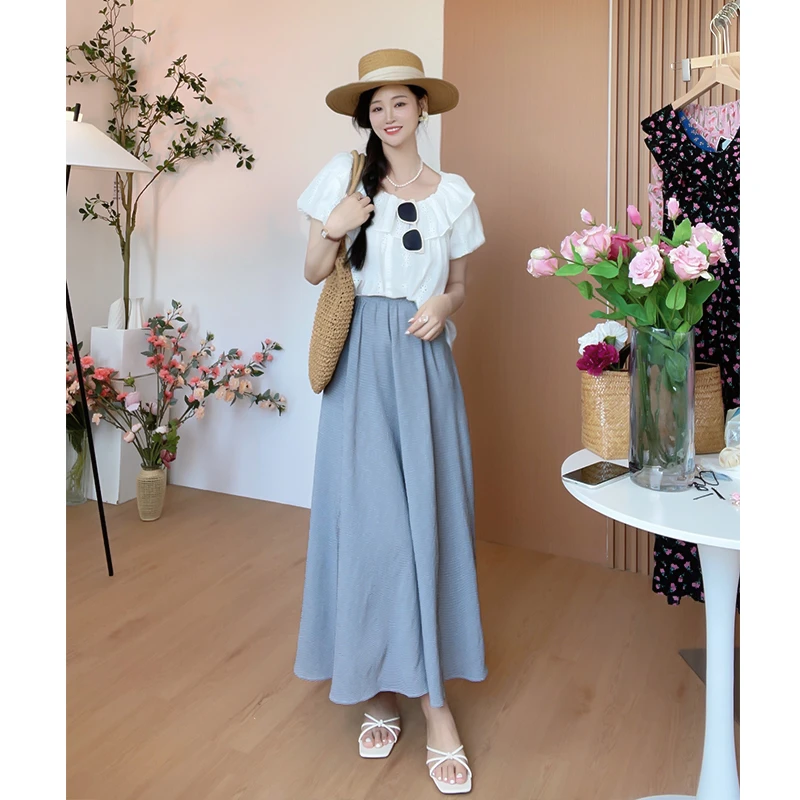 【灰色细格子大摆裙】---