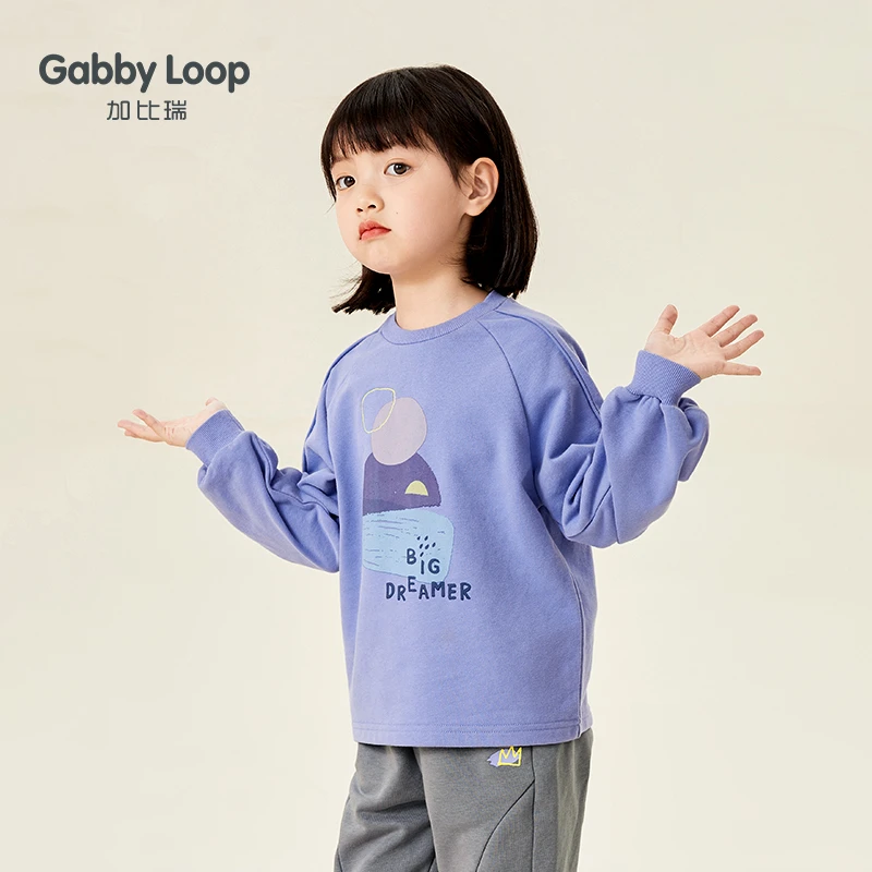 加比瑞童装 女童秋季圆领印花卫衣 GWT13017