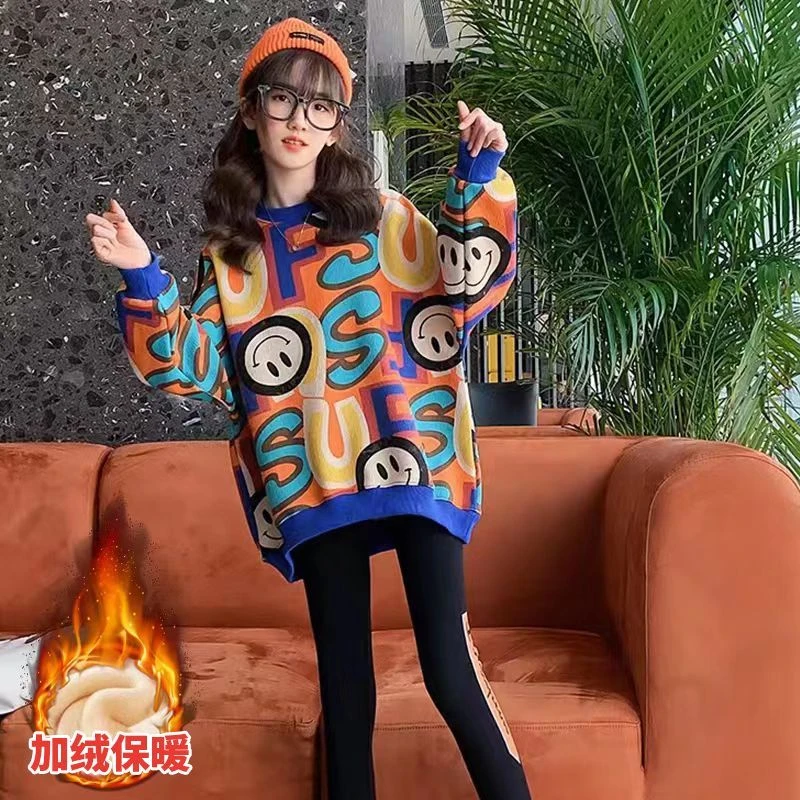 【小扬哥推荐】女童秋装冬款加绒卫衣女中大童秋装韩版时髦秋天长