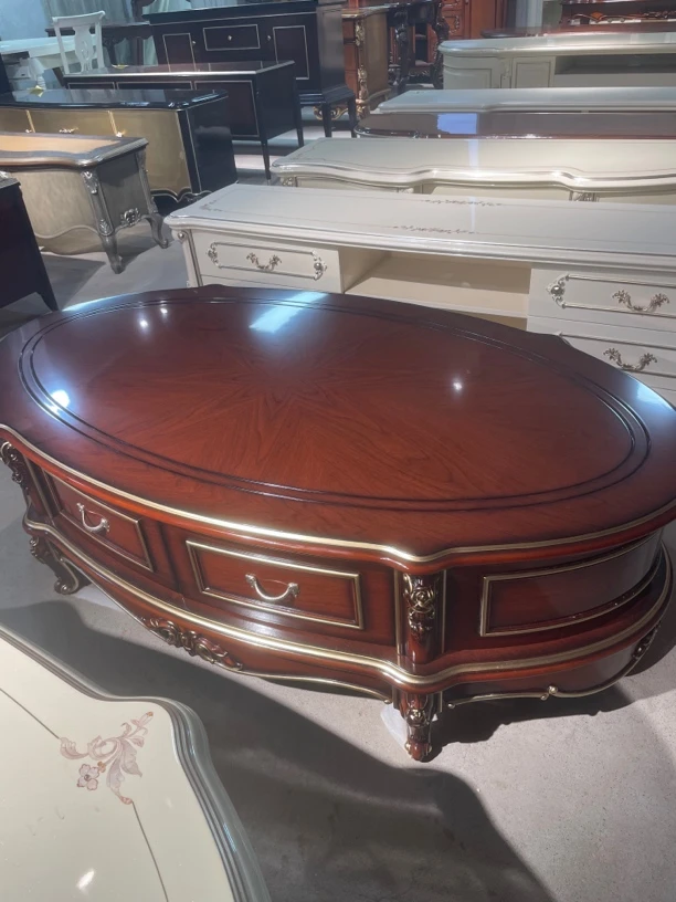 140*75*50欧式胡桃色鹅掌楸木茶几