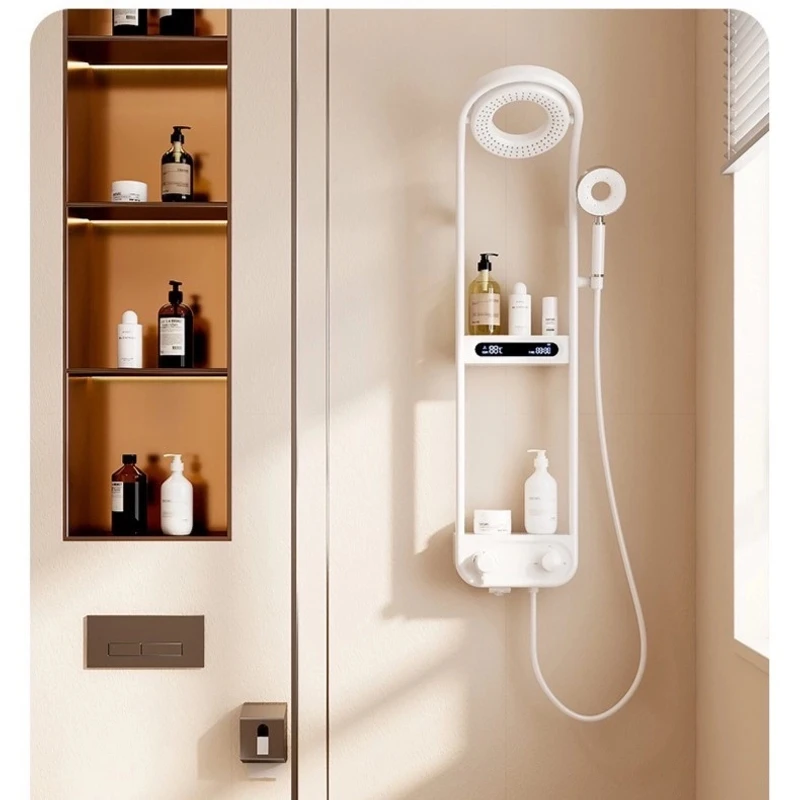 JOWMO全铜恒温镂空顶喷数显增压淋浴花洒套装双层置物架防水