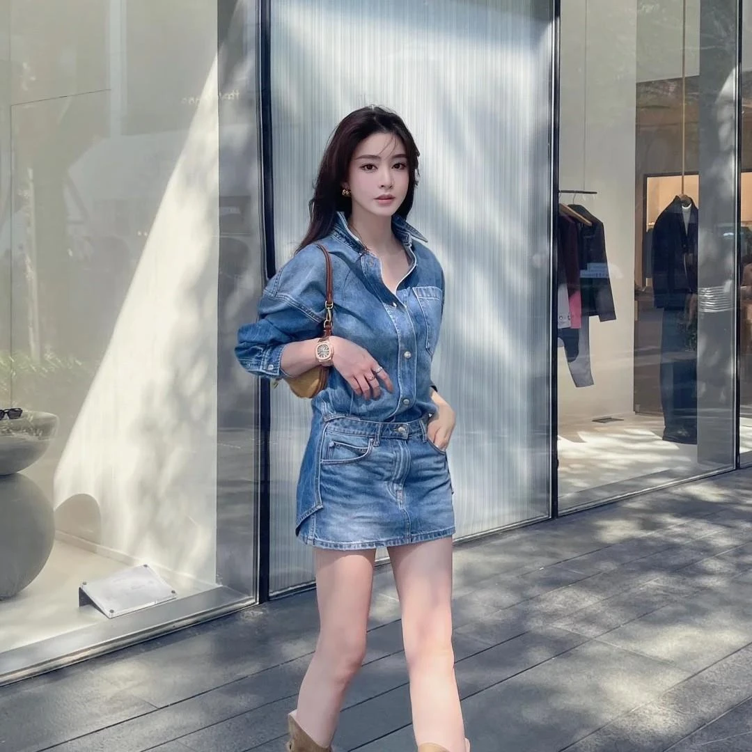 复古辣妹高腰牛仔半身裙女秋冬新款设计感显瘦百搭a字短裙防走光