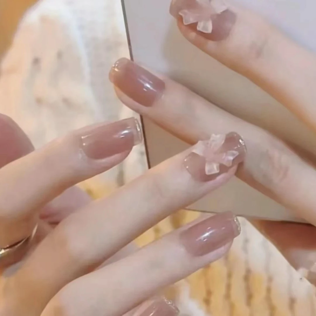 【轻奢】中长款法式变光 清新夏日温变变色成品美甲可爱穿戴美甲贴