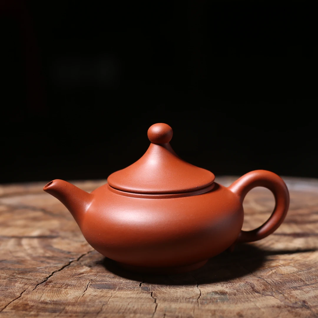 潮州原矿朱泥小容量半手工红泥紫砂壶宝塔壶160毫升