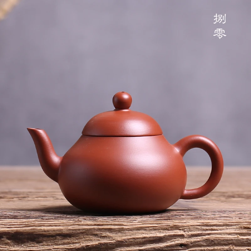 潮州手拉壶原矿朱泥小容量冲罐紫砂壶章老师小品矮梨壶120毫升