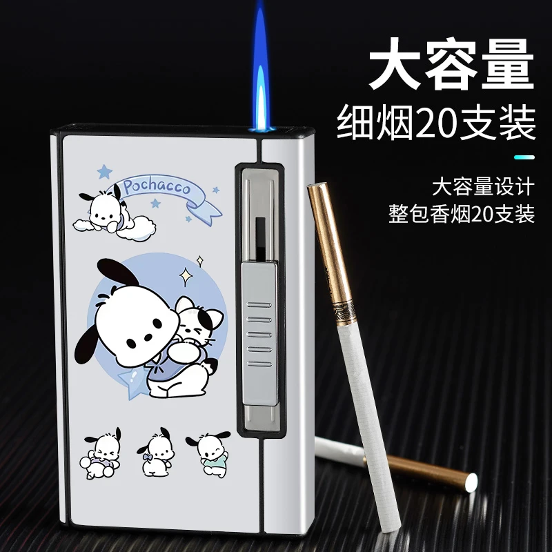 网红卡通烟盒打火机自动弹烟一体盒粗细款式20支装送男友生日礼物