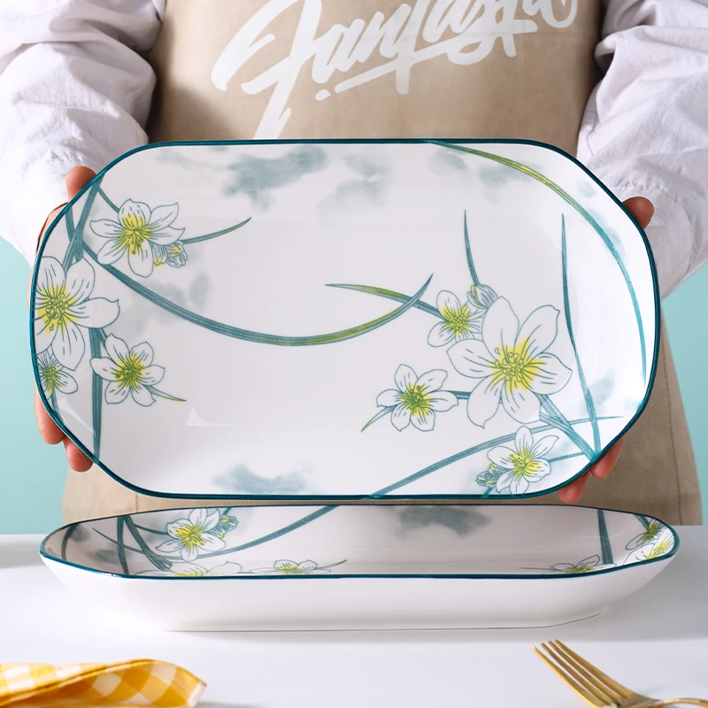 水仙花12英寸鱼盘2只装 有问题免费售后