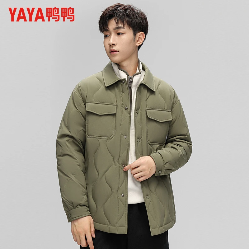 鸭鸭冬季羽绒服女轻盈短款翻领潮流外套休闲时尚情侣款羽绒服男款