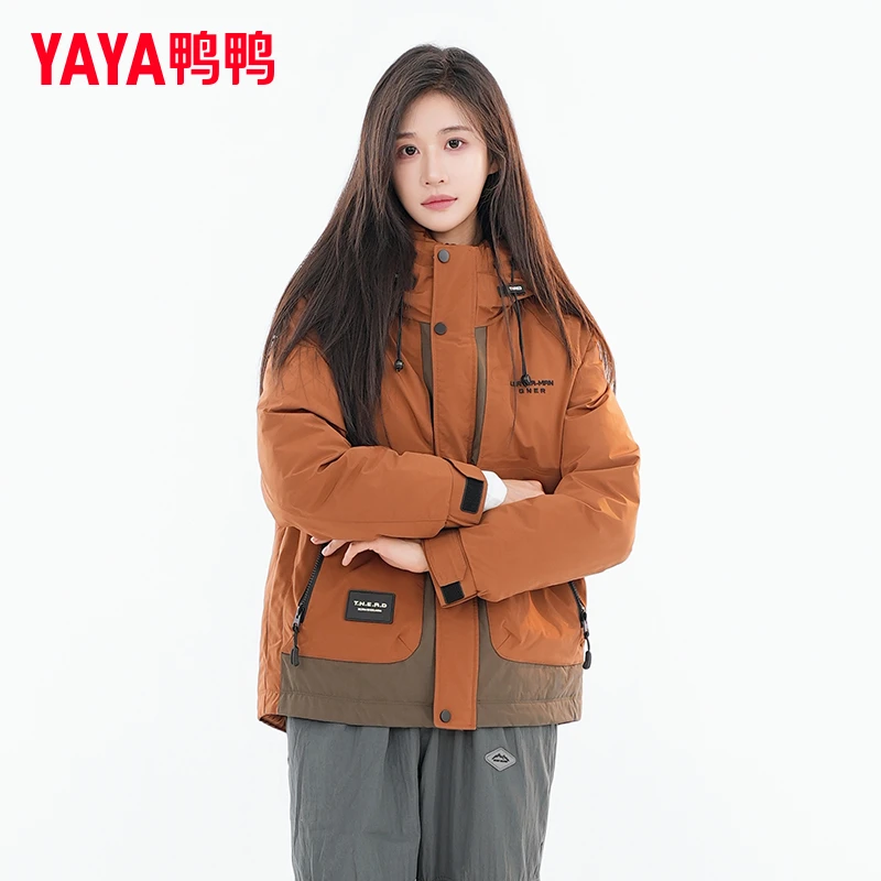 YAYA/鸭鸭羽绒服男短款冬时尚百搭拼接工装风保暖外套YE4B709762F