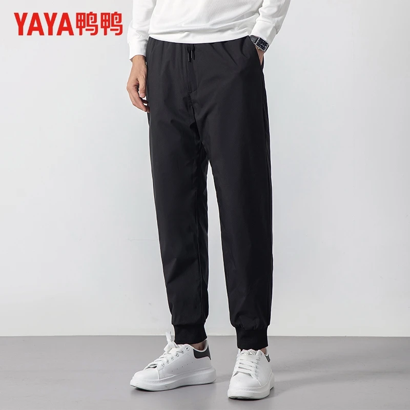 YAYA/鸭鸭羽绒裤男士中腰时尚休闲百搭纯色保暖直筒裤YE4E713936R