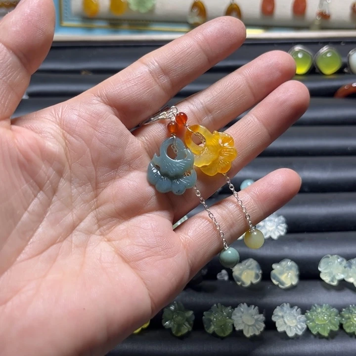 蛇纹石玉耳饰未镶嵌S****➹