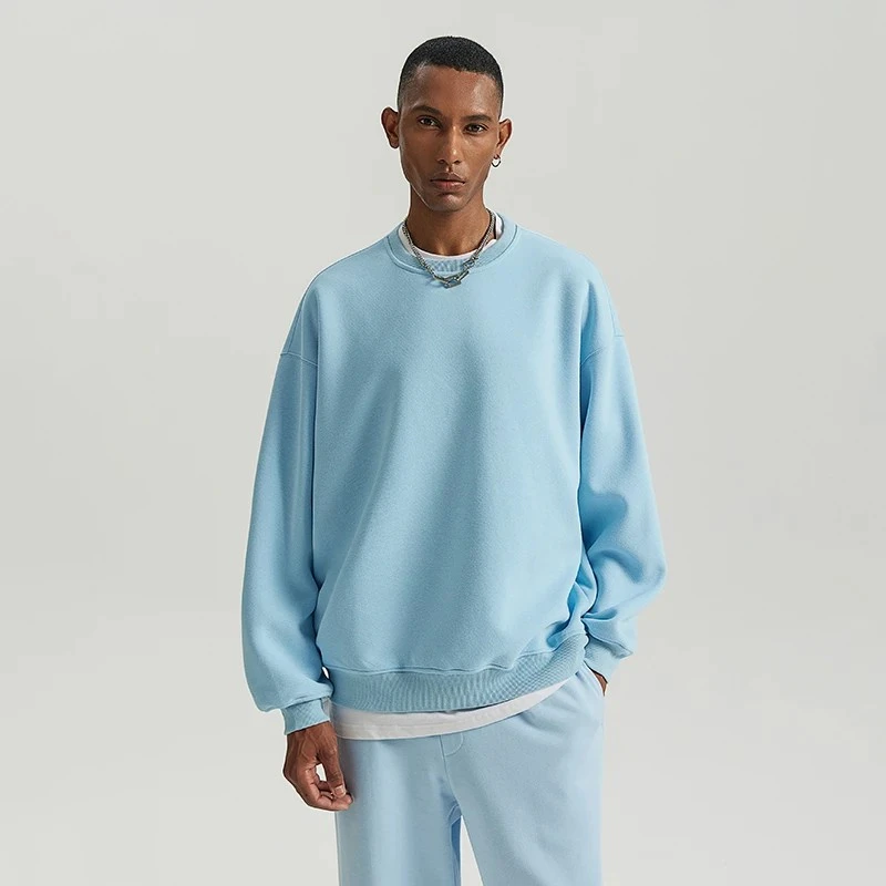 400克基础纯色百搭男女情侣款春秋季休闲宽松长袖圆领卫衣