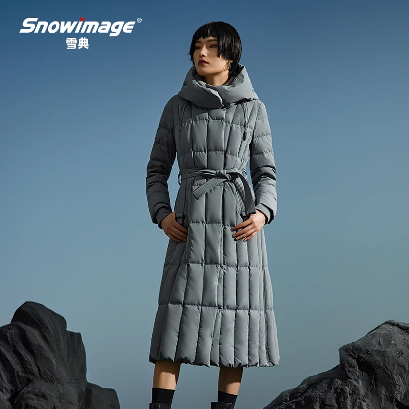 SNOW IMAGE高端品质长款羽绒服女装修身显瘦90白鸭绒   702