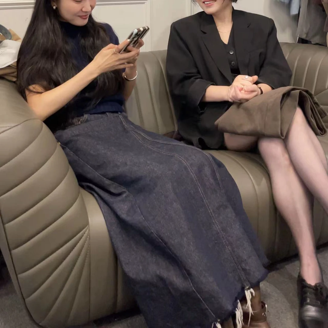 【逸语2024专场】in choose u笑笑家冬季复古水洗牛仔半身裙女86677