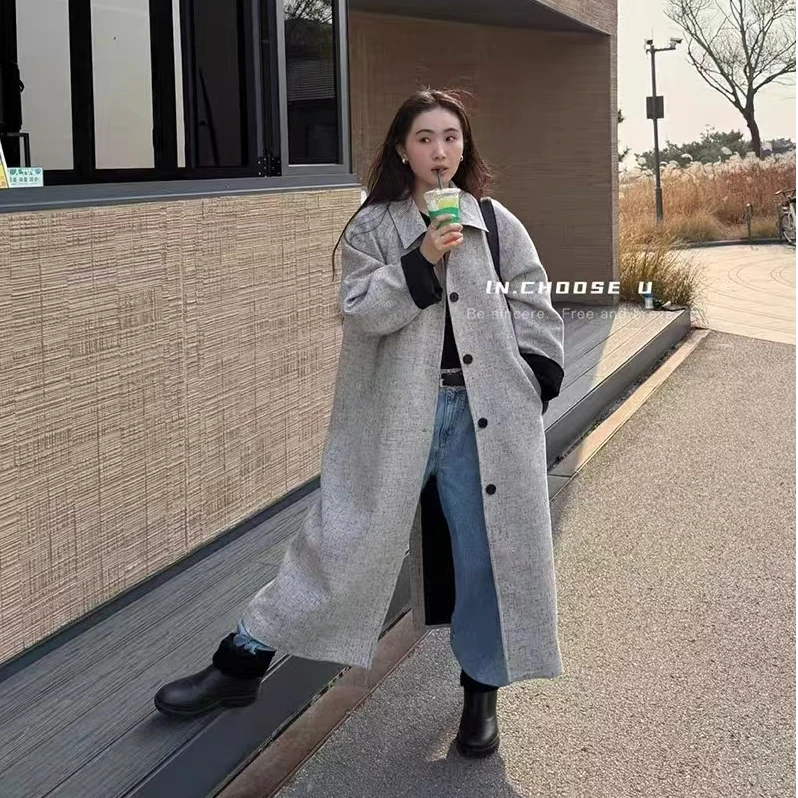 【清 】逸语IN choose u笑笑家2024冬季夹棉中长款羊毛大衣女87661