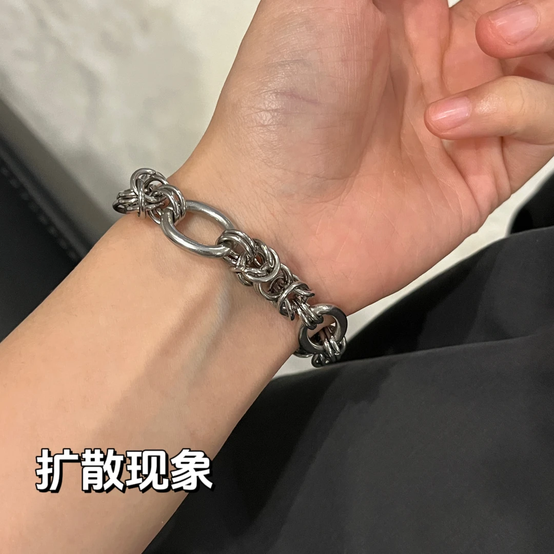 钛钢手链 荆棘缠绕设计简约百搭手链冷淡风欧美嘻哈男女个性金属