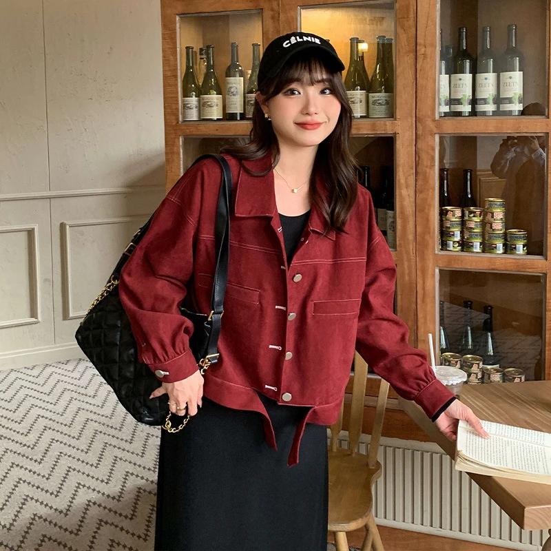 大码女装春秋新款休闲百搭宽松胖mm显瘦上衣外套夹克3173