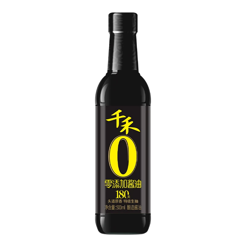 【配料表干净】千禾零添加酱油(180天特级生抽)500ml/瓶