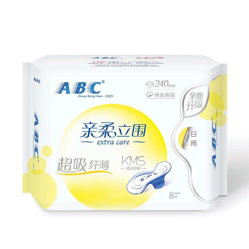 ABC亲柔立围纤薄棉柔240日用卫生巾8片/包