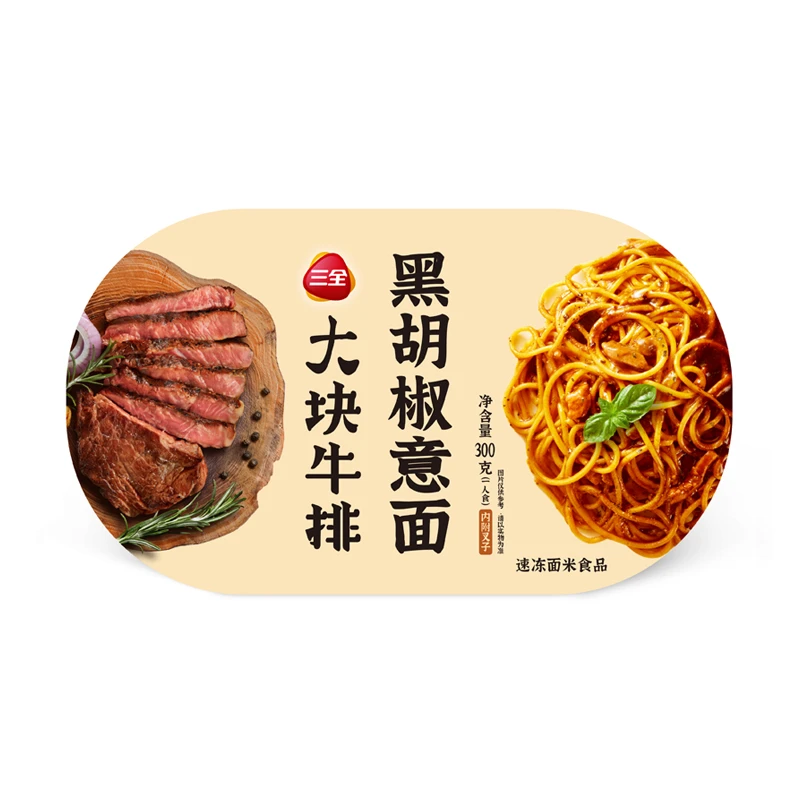 【酱汁添加量≥36%】三全黑胡椒牛排意面300g/盒