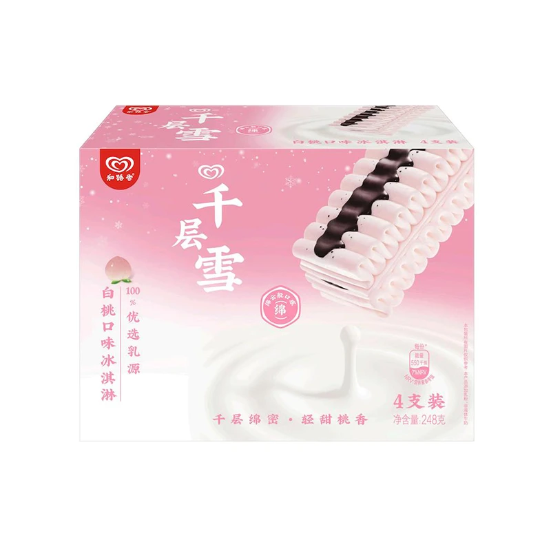 和路雪千层雪棒白桃口味冰淇淋（62g*4)248g/盒