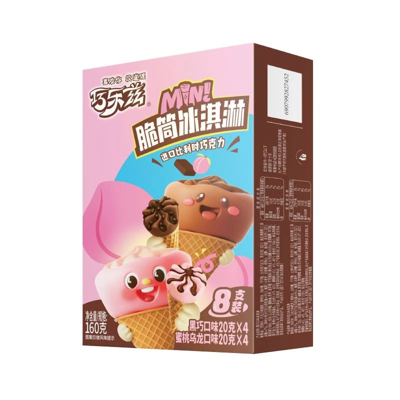 伊利巧乐兹MINI脆筒冰淇淋(黑巧味20g*4+蜜桃味20g*4)