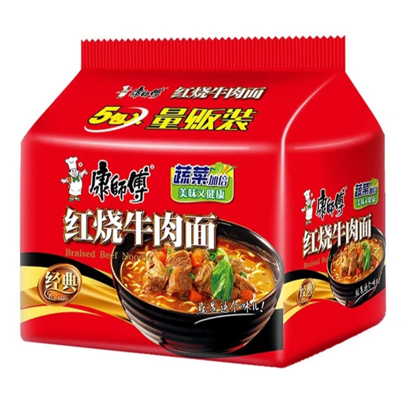 康师傅经典红烧牛肉面100g*5袋/组