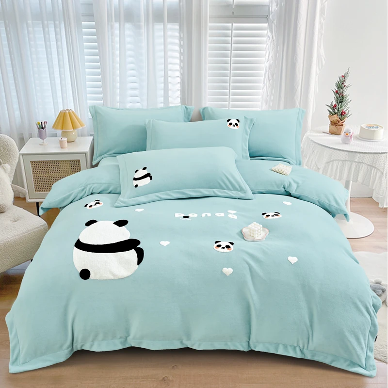 朗宴撸猫牛奶绒毛巾绣四件套 豆沙 200*230cm