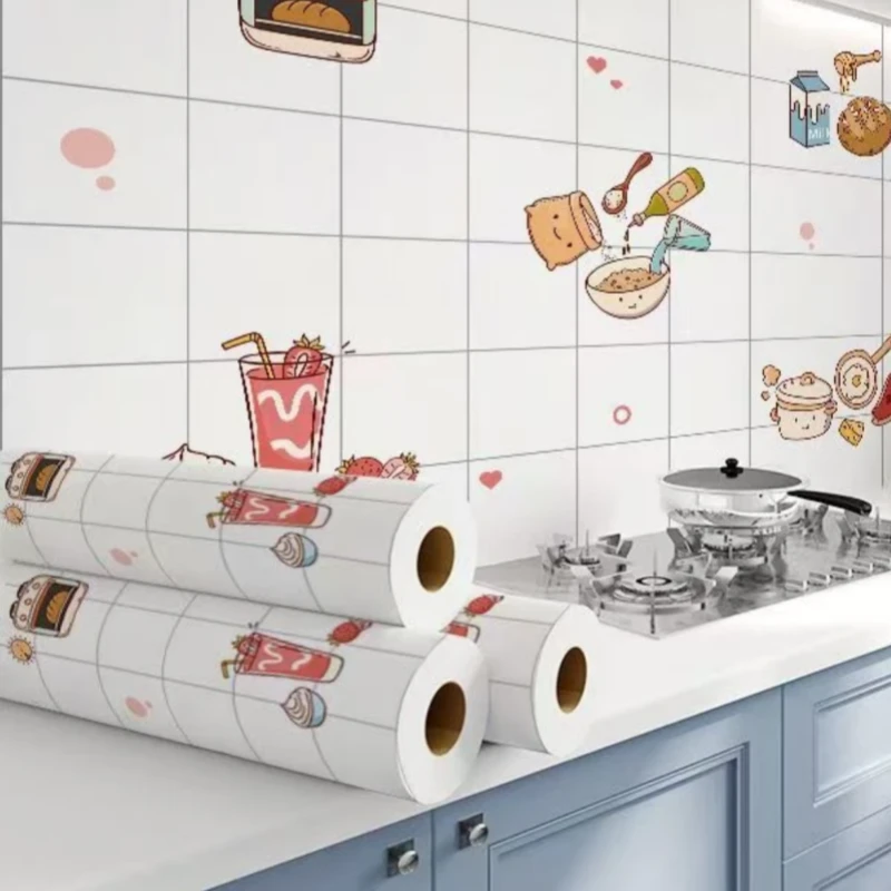 加厚耐高温墙壁纸防油厨房家具灶台自粘贴纸防污墙纸橱柜防水防潮