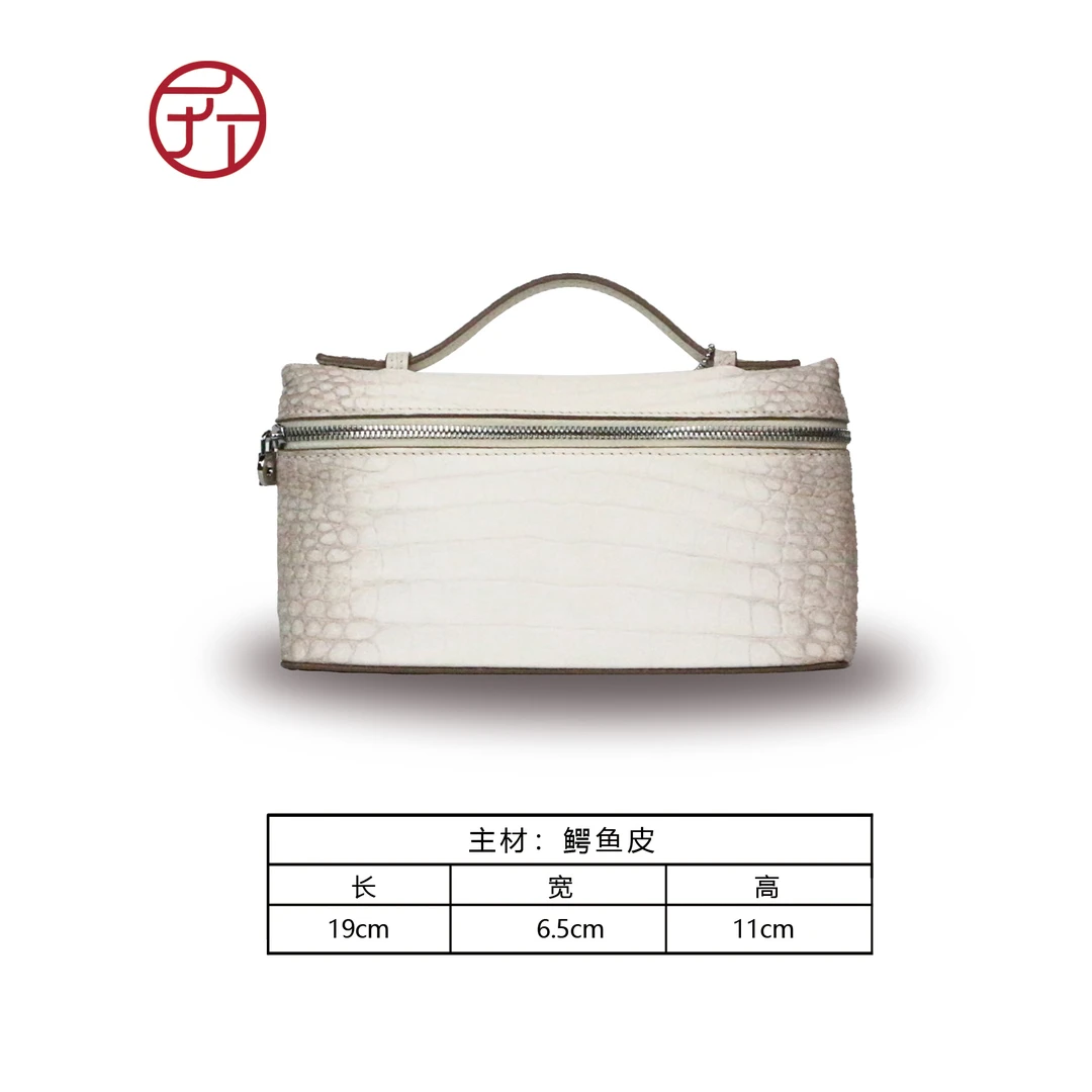 匠人乔皮具【鳄鱼喜马白饭盒包】时尚女士简约白色单肩斜挎包