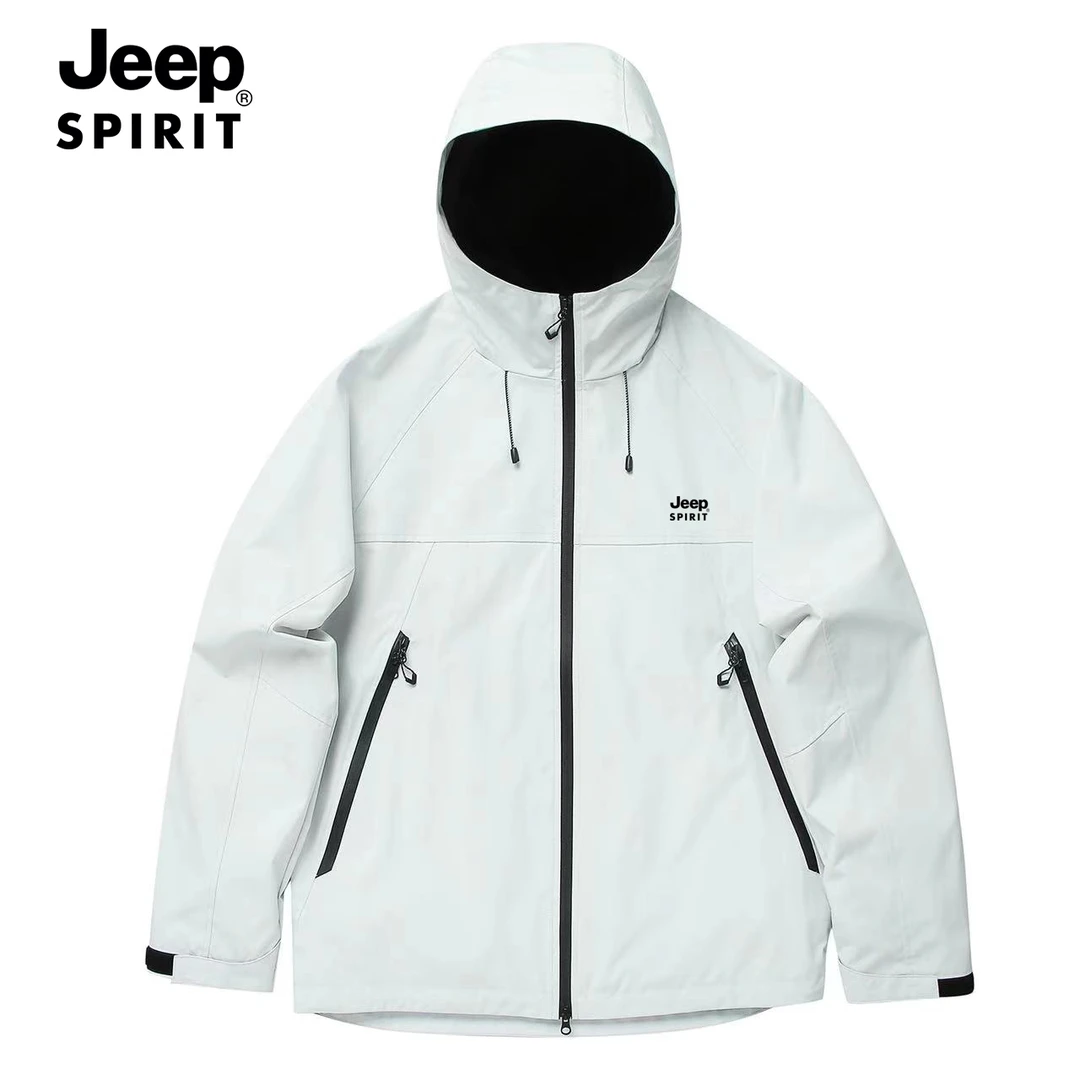 JEEPSPIRIT吉普秋冬新款男女三合一连帽外套户外运动防风防水夹克