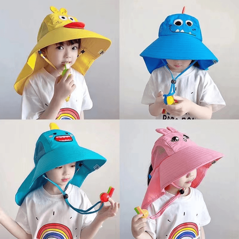 儿童遮阳帽男女孩防紫外线春夏季防晒薄款透气渔夫帽宝宝卡通休闲