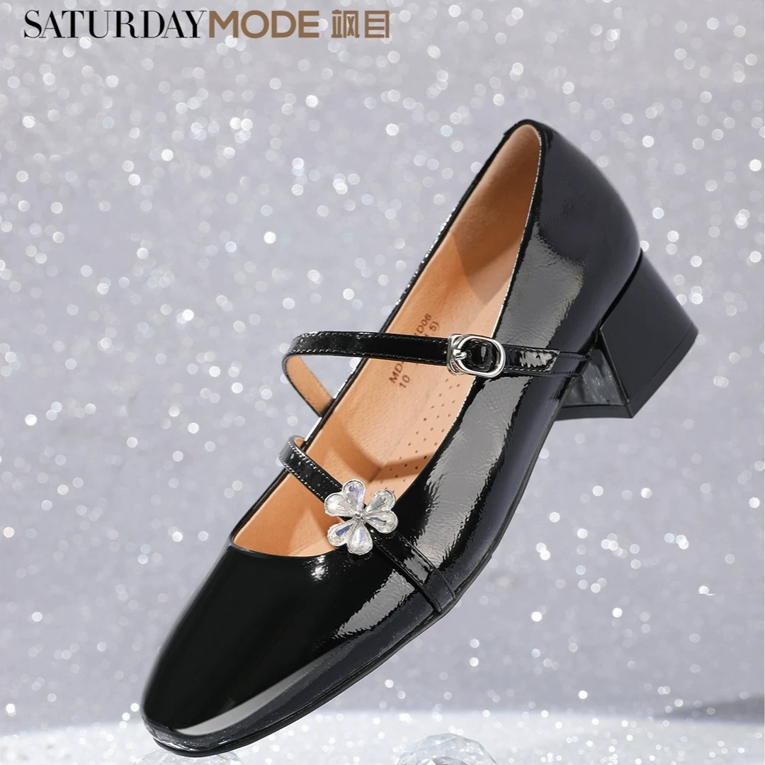 SATURDAYMODE法式玛丽珍女秋季粗跟单鞋MD43111D06