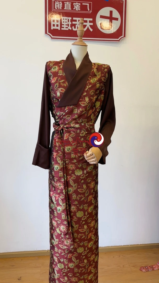 女士时尚休闲西藏服印花民族风藏式藏袍藏装传统复古长款民族服