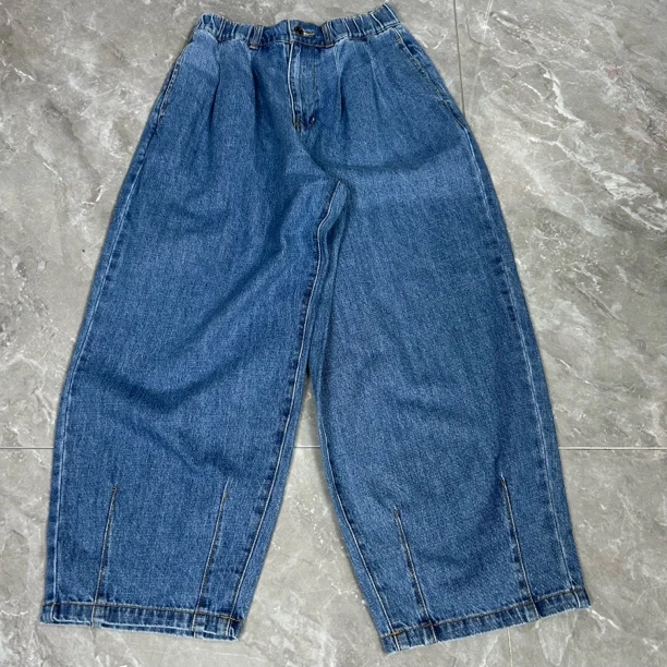 裤子老爹裤牛仔裤直筒裤阔腿裤春夏高腰休闲裤蓝色秋季时尚