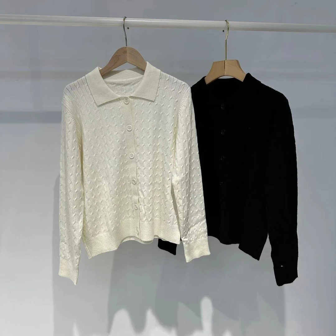 YANZ【同淋雪】秋季新款扭绳潮流时尚气质polo针织开衫30404