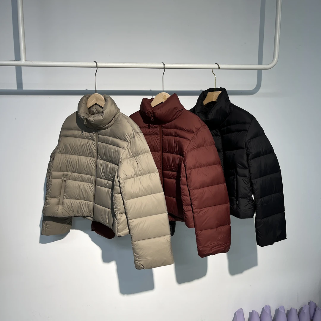 ZA【觅双】秋冬新款爆款短款高贵气质羽毛棉服D8163