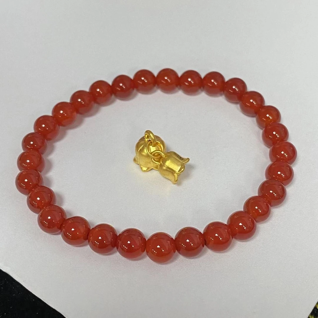 足金铃兰花玛 瑙手链时尚@@A392