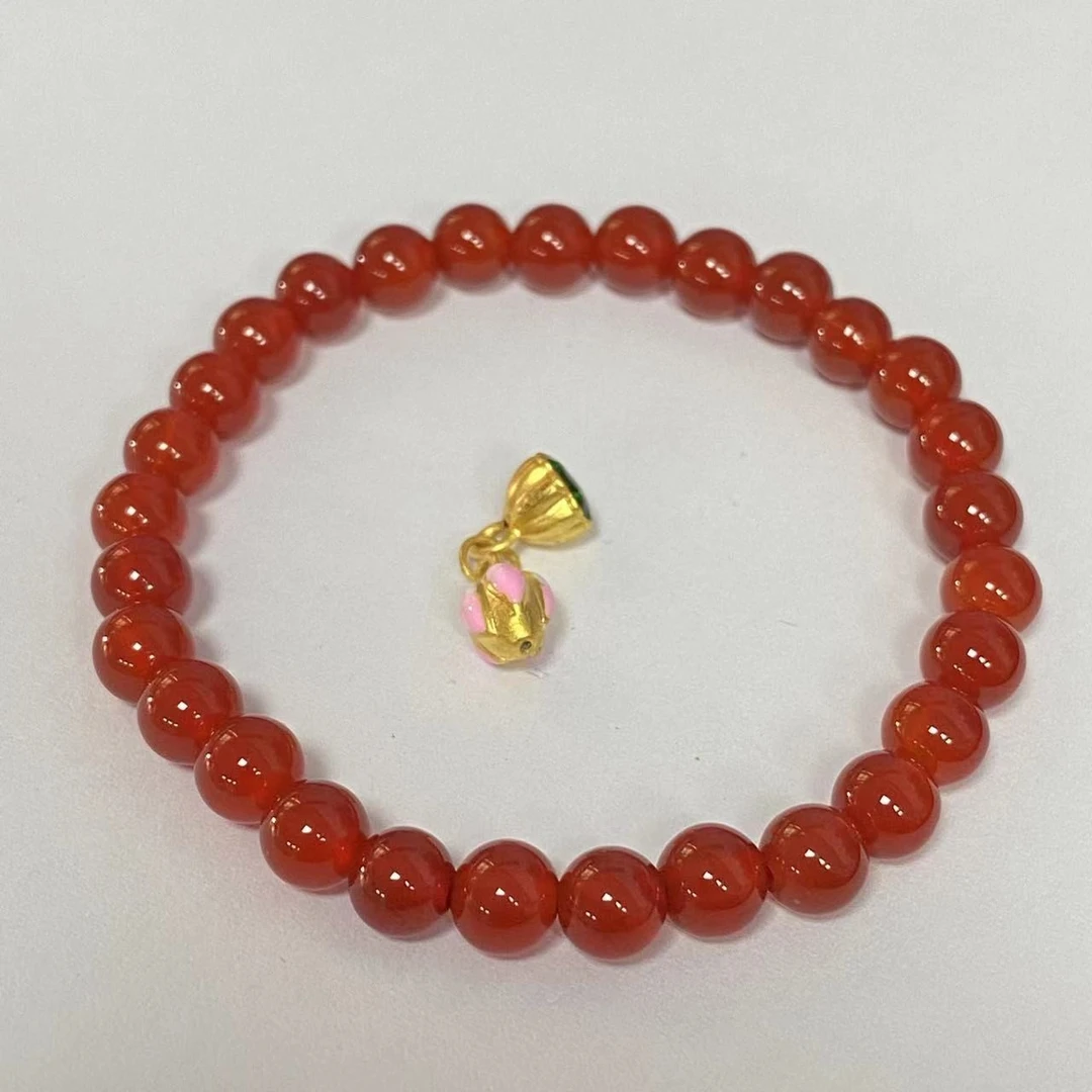 足金烧蓝连体两世欢玛 瑙手链时尚@@A259