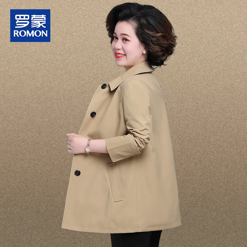 罗蒙妈妈外套女春秋装中年气质上衣2025秋季新款中老年上档次风衣