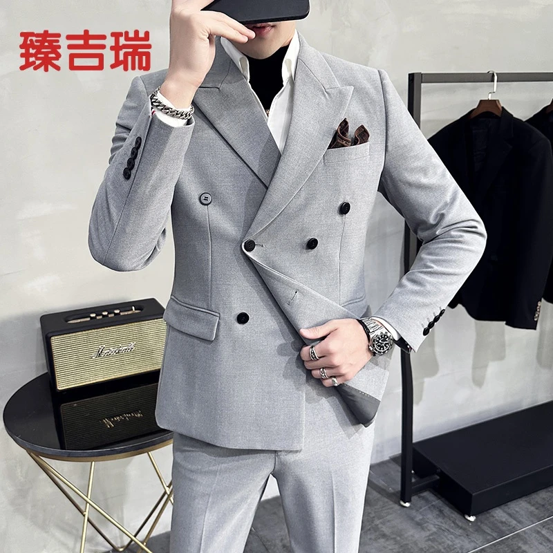 八件套西服套装男士韩版修身西装男商务职业正装伴郎新郎结婚礼服