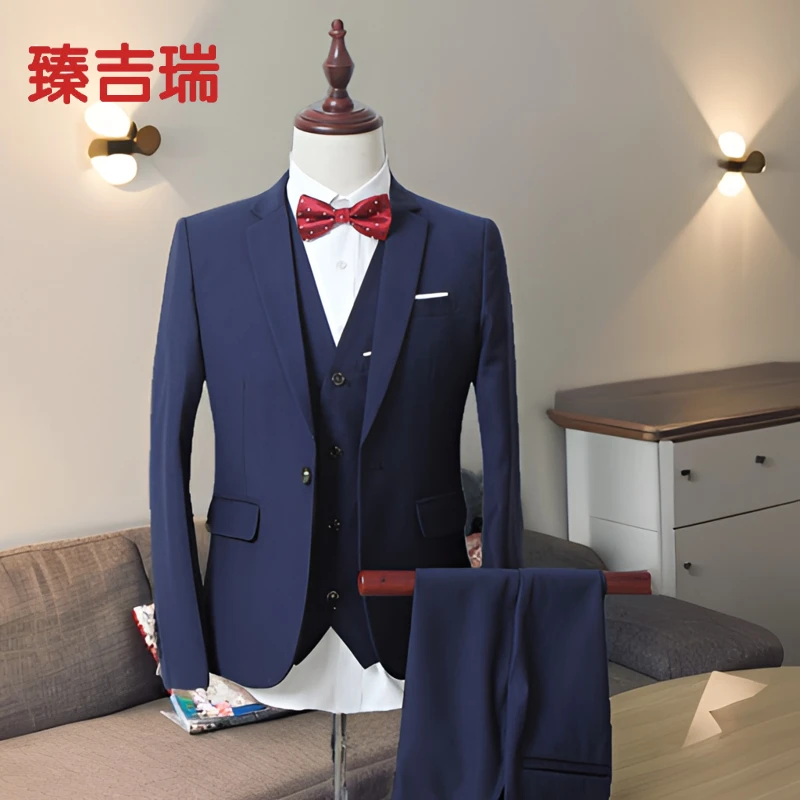 西服套装男士八件套休闲小西装马甲韩版修身伴郎团新郎结婚礼服男