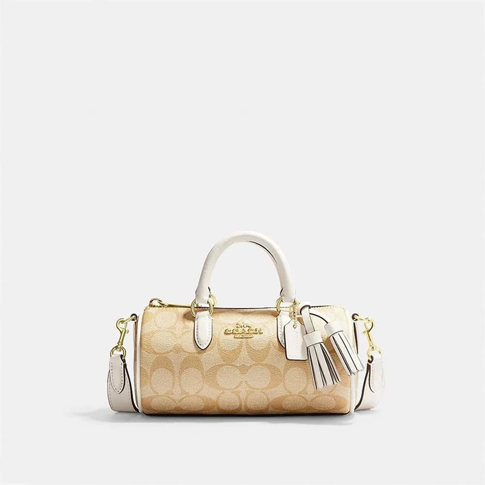 COACH/蔻驰CK689女士lacey系列奶茶色老花笔筒包 （19.5*10.5*10）