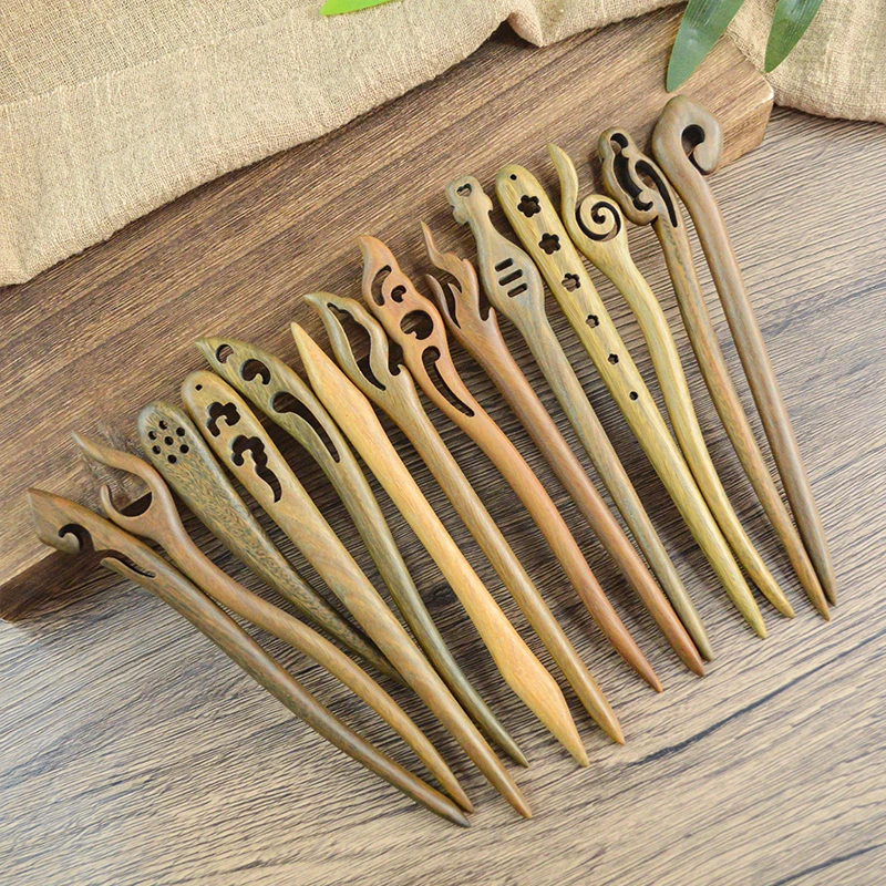 绿檀【短簪链接】木簪子汉服配饰发钗步摇简约复古风盘头挽发头饰品