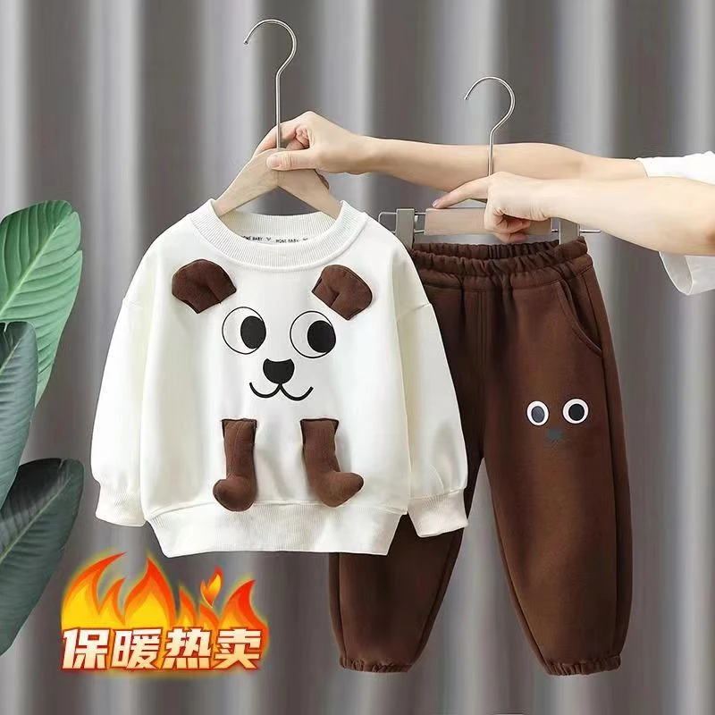 儿童秋季套装2023秋冬季新款男童洋气卡通卫衣爆款宝宝潮款一整套