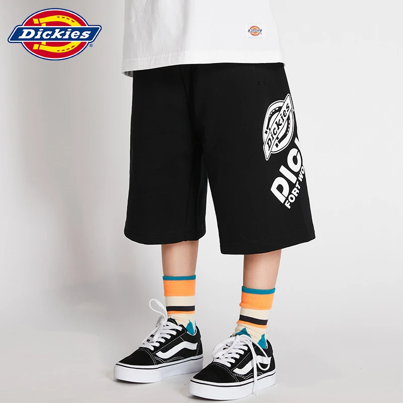 Dickies童装中性印花中裤纯棉舒适透气毛圈短裤宽松版232K30LSD37
