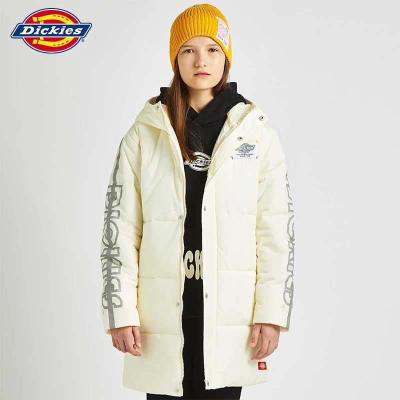 Dickies童装中性宽松版加厚长款连帽棉服保暖长外套214K10LSD526